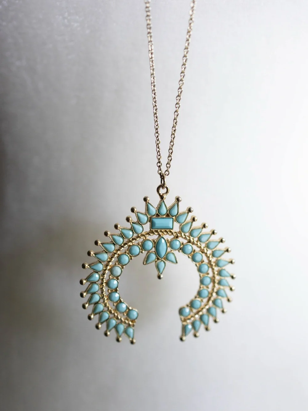 Gold-Tone‎ Turquoise Statement Pendant Necklace